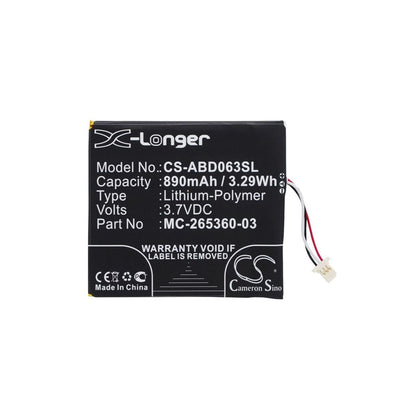 Battery for Amazon Kindle 7, Kindle 8, Kindle X 3.7V 890mAh