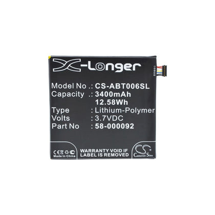 Battery for Amazon Fire HD 6, Fire HD 6 8GB, Kindle Fire HD 6 3.7V 3400mAh