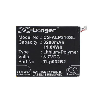 Battery for Alcatel One Touch Tab 7, P310A, P310X 3.7V 3200mAh