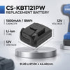 Battery for Kobalt CDT212KU, CID120KU, CSJ120KU 12V 1500mAh