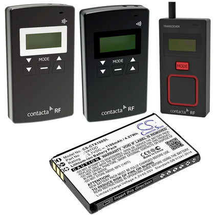 Premium Battery For Contacta, Rf-rx1, Rf-trx, Rf-tx1 3.7v, 1100mah - 4.07wh
