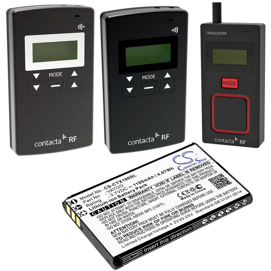 Premium Battery For Contacta, Rf-rx1, Rf-trx, Rf-tx1 3.7v, 1100mah - 4.07wh