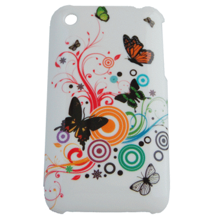 Snap On Hard Case For iPhone 3G 3GS : Colorful Butterfly