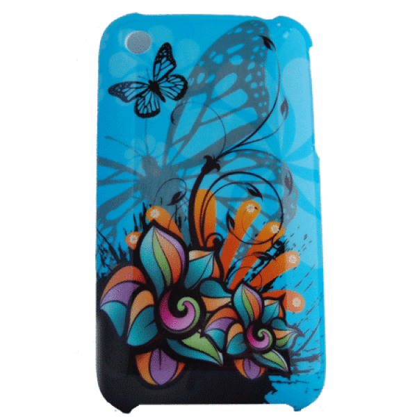 Snap On Hard Case For iPhone 3G 3GS : Black Butterfly
