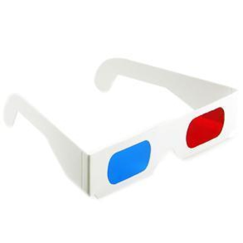 3D glasses with Red Cyan lenses and white paper frames