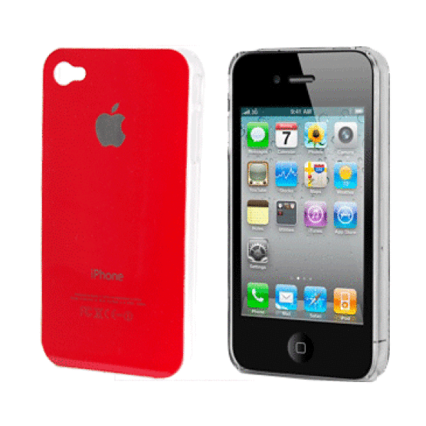 Red Snap-on Hard Back Cover case Apple iPhone 4G