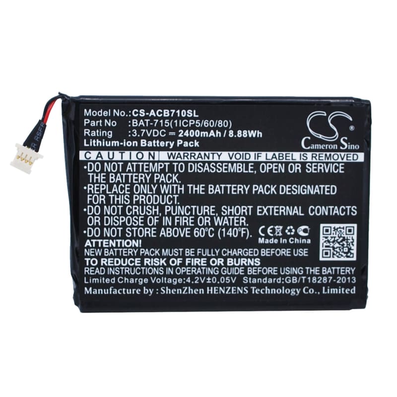 Premium Battery for Acer Iconia Tab B1, Iconia Tab B1-710, Iconia B1-a71 3.7V, 2400mAh - 8.88Wh