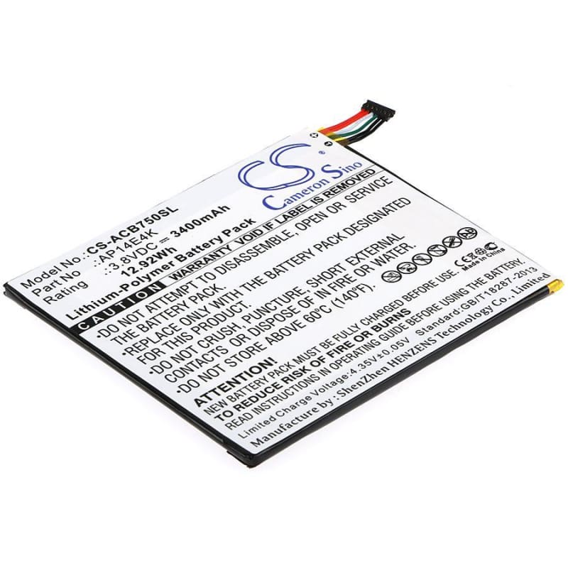 Premium Battery for Acer Iconia One 7 B1-750 3.8V, 3400mAh - 12.92Wh