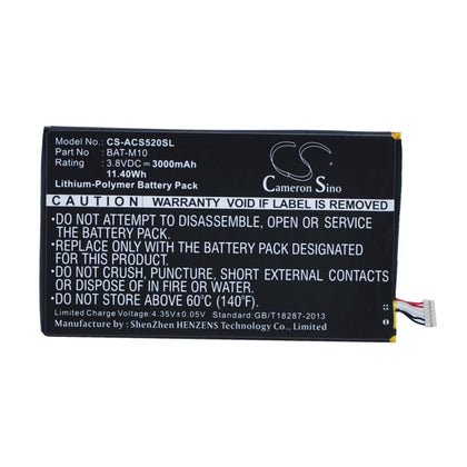 Premium Battery for Acer Liquid S2, S520, Liquid Jade S2 3.8V, 3000mAh - 11.40Wh