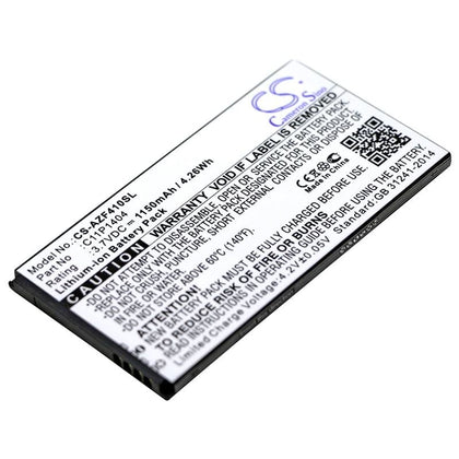 Premium Battery for Asus, Zenfone 4 A400cg, Zenfone 4 Pf400cg 3.7V, 1150mAh - 4.26Wh