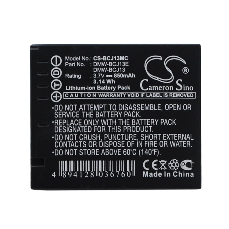 Battery for Panasonic Lumix DMC-LX5, Leica D-LUX5, V-LUX 3 3.7V 850mAh