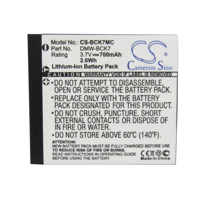 Premium Battery for Panasonic Lumix Dmc-fp77, Lumix Dmc-fs14, 3.7V, 700mAh - 2.59Wh