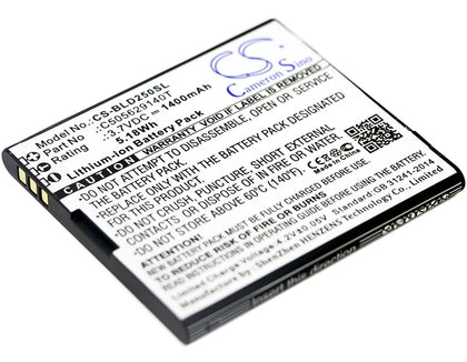 Premium Battery for Blu, D250, Dash L2 3.7V, 1400mAh - 5.18Wh