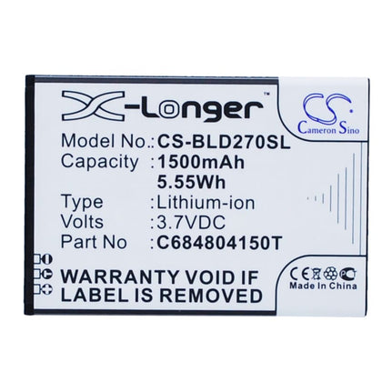 Premium Battery for BLU Dash 4.0, D270, D270a 3.7V, 1500mAh - 5.55Wh