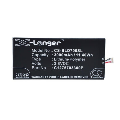 Premium Battery for BLU Studio 7.0 HD, D700A, D700i 3.8V, 3000mAh - 11.40Wh