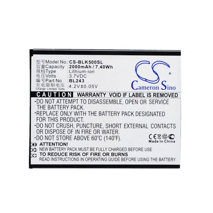 Premium Battery for Lenovo K3 Note, K50-T5, Lemon K3 Note 3.7V, 2000mAh - 7.40Wh