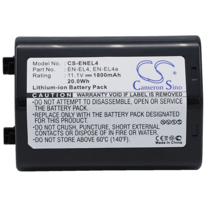 Premium Battery for Nikon D2hs, D2x, D2xs, D3, 11.1V, 1800mAh - 19.98Wh