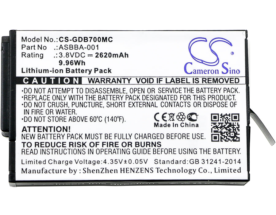 Premium Battery for Gopro, Fusion 3.8V, 2620mAh - 9.96Wh