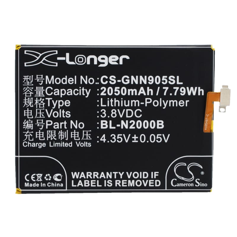 Battery for BLU D980L, Fly IQ4516, GIONEE GN9005 3.8V 2050mAh