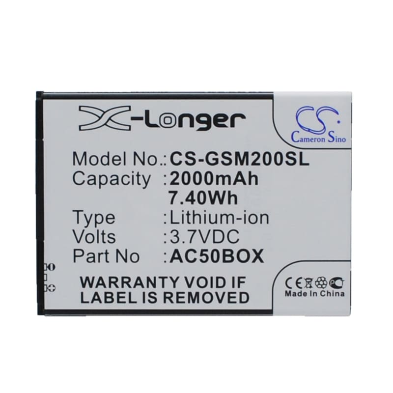 Battery for Archos 50 Neon, GSmart Mika M2, ArcMoile Velocity 3.7V 2000mAh