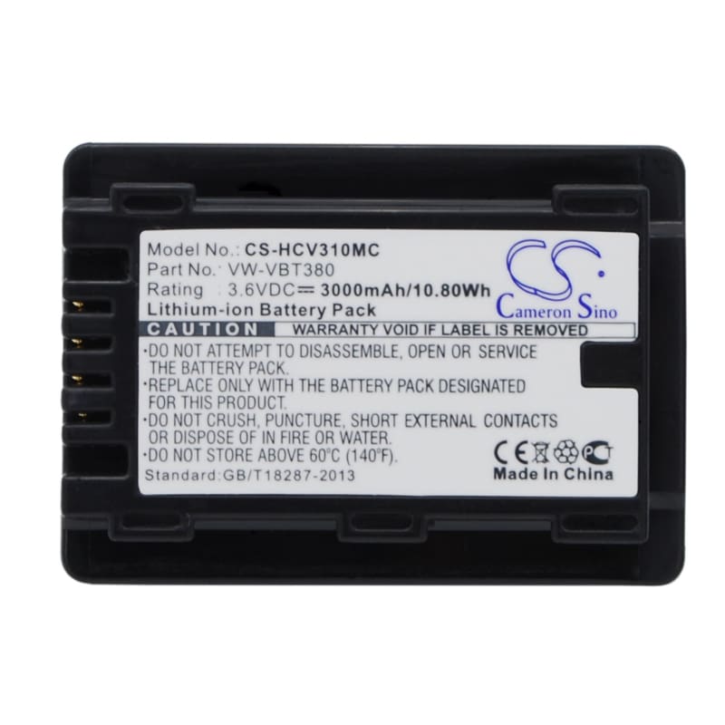 Premium Battery for Panasonic Hc-250eb, Hc-550eb, Hc-727eb, Hc-750eb, 3.6V, 3000mAh - 10.80Wh