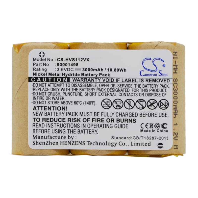 Premium Battery for Hoover S1120 3.6V, 3000mAh - 10.80Wh