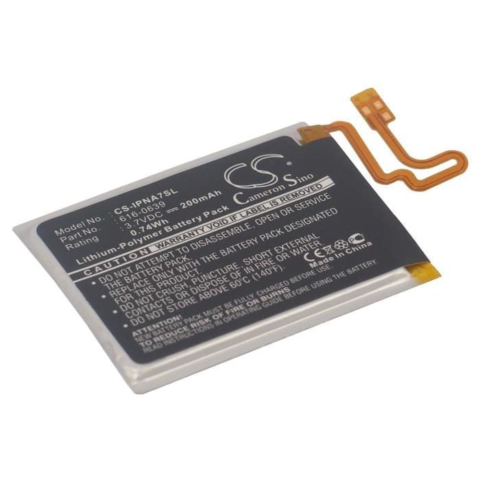 Premium Battery for Apple Ipod Nano 7th, Ipod Nano 7 3.7V, 200mAh - 0.74Wh