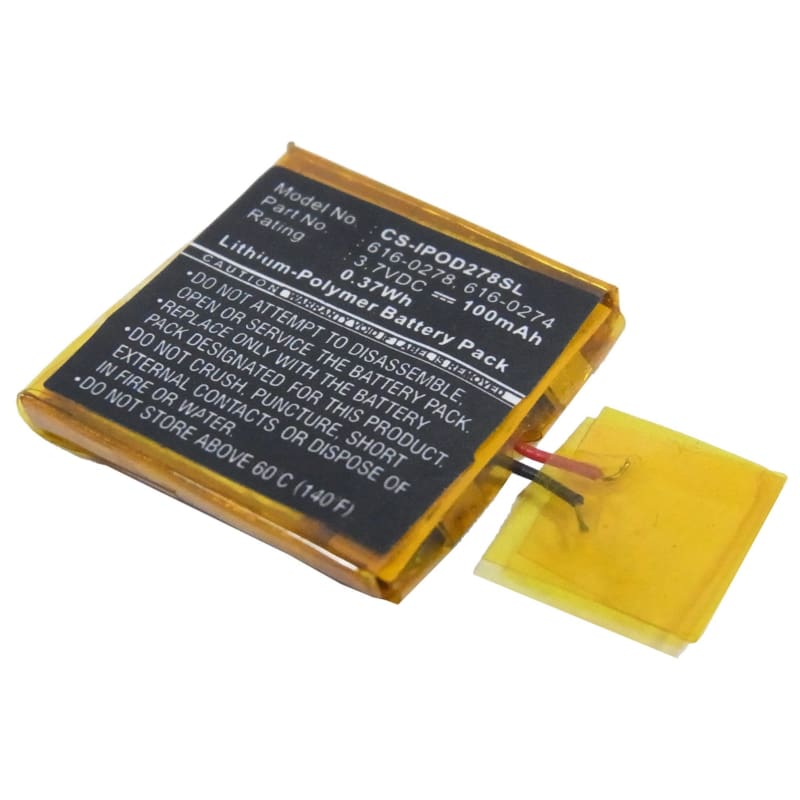 Premium Battery for Apple Ipod Shuffle G2 1gb, Ipod Shuffle G3 3.7V, 100mAh - 0.37Wh