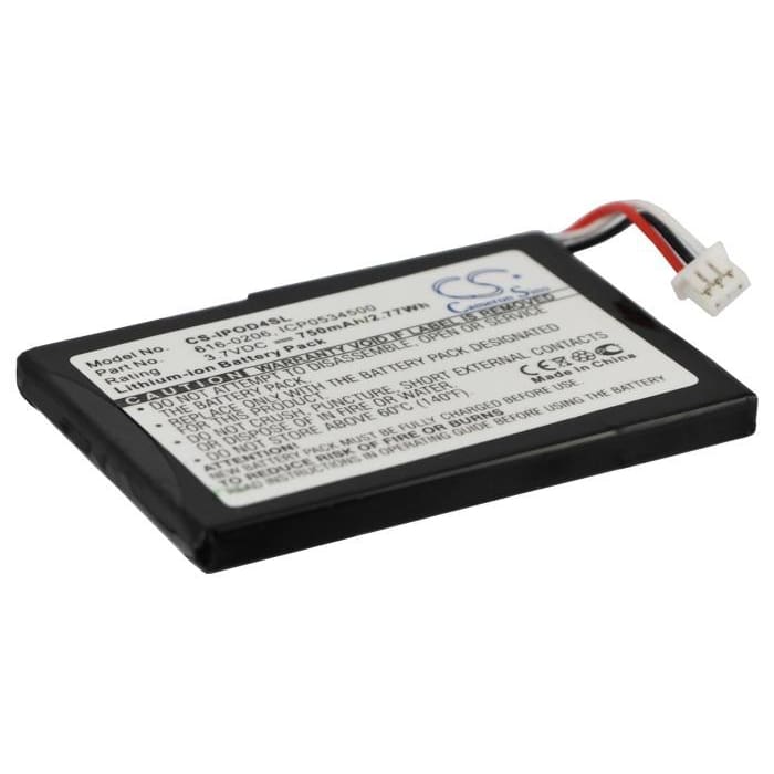 Premium Battery for Apple Ipod 4th Generation 3.7V, 750mAh - 2.78Wh