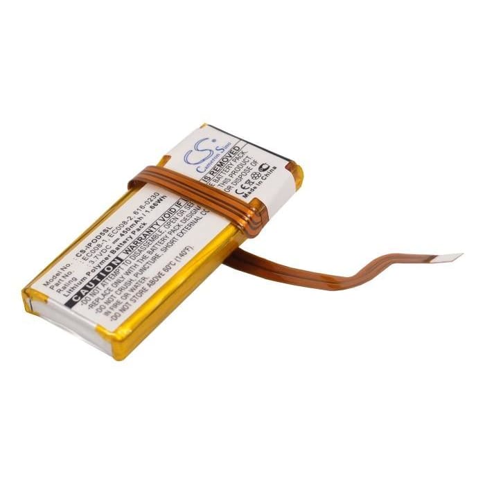 Premium Battery for Apple Ipod Video 30gb, Ipod Classic 80gb, Ipod Classic 6th Gen Mb147ta/a 80gb 3.7V, 450mAh - 1.67Wh