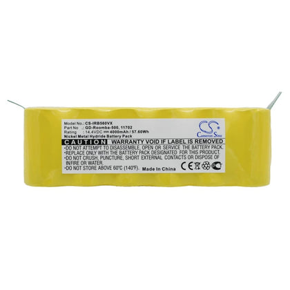 Premium Extended Battery for Irobot APS 500, Roomba 500, Roomba 510 14.4V, 4000mAh - 57.60Wh