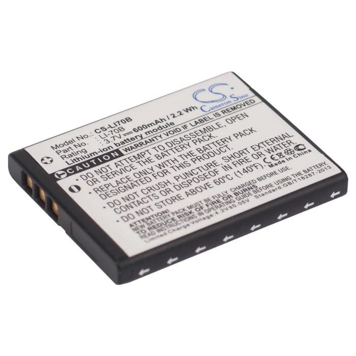 Premium Battery for Olympus Fe-4020, Fe-4040, Vg-110, Vg-120, 3.7V, 600mAh - 2.22Wh