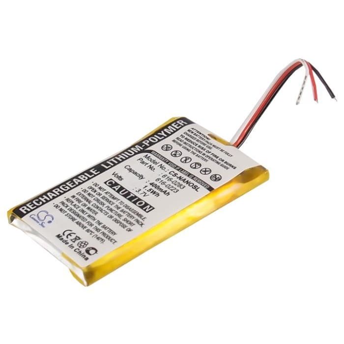 Premium Battery for Apple Ipod Nano 2gb, Ipod Nano 4gb, Ipod Nano Ma004ll/a 3.7V, 400mAh - 1.48Wh