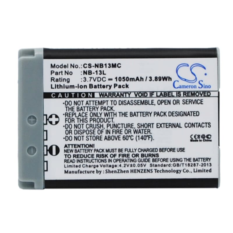 Premium Battery for Canon Powershot G7x 3.7V, 1050mAh - 3.89Wh