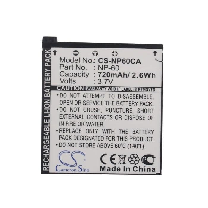 Premium Battery for Casio Exilim Ex-fs10, Exilim Ex-fs10be, 3.7V, 720mAh - 2.66Wh