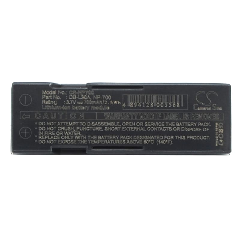 Premium Battery for Pentax Optio Z10 3.7V, 700mAh - 2.59Wh
