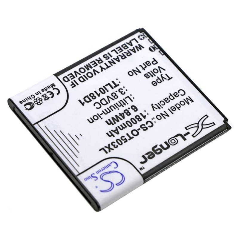 Premium Battery for Alcatel, One Touch Pop D5, Ot-5038, Ot-5038a 3.8V, 1800mAh - 6.84Wh