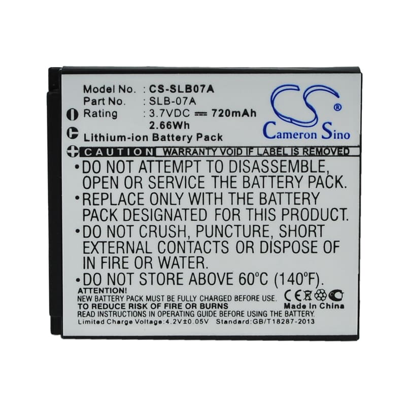 Premium Battery for Samsung St50, St500, St550, St600, 3.7V, 720mAh - 2.66Wh