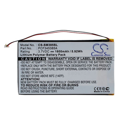 Premium Battery for Samsung Napster Mp3 Player, Yp106g, Pmpsgy910 3.7V, 1600mAh - 5.92Wh