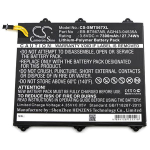 Premium Battery for Samsung, Galaxy Tab E 9.6 Xlte, Sm-t560nu, Sm-t567, Sm-t567v 3.8V, 7300mAh - 27.74Wh