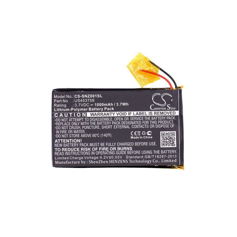 Premium Battery for Sony, Nwz-zx1, Walkman Nwz-zx1 3.7V, 1000mAh - 3.70Wh