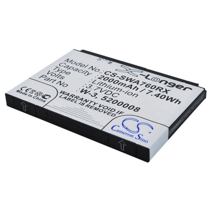 Premium Battery for Sierra Wireless Aircard 760s, Aircard 763s, Wi-fi 4g Fc80 3.7V, 2000mAh - 7.40Wh