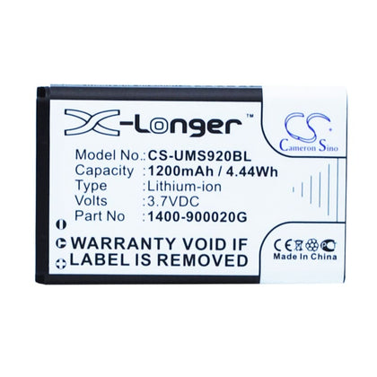 Premium Battery for Unitech Ms920 3.7V, 1200mAh - 4.44Wh