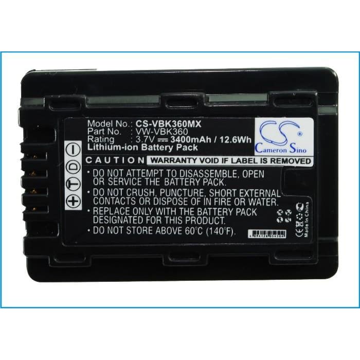 Premium Battery for Panasonic Hc-v10, Hc-v100, Hc-v100m, Hc-v500, 3.7V, 3400mAh - 12.58Wh