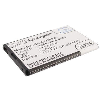 Premium Battery for Zte Authentic, Eufi890, Mf63 3.7V, 1750mAh - 6.48Wh