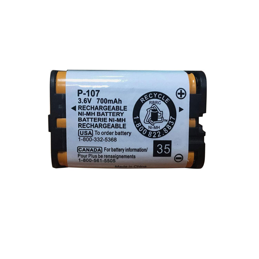 Battery for Panasonic, HHR-P107, HHR-P107A, HHR-P107A/1B, 3.6V, 700mAh - 2.52Wh