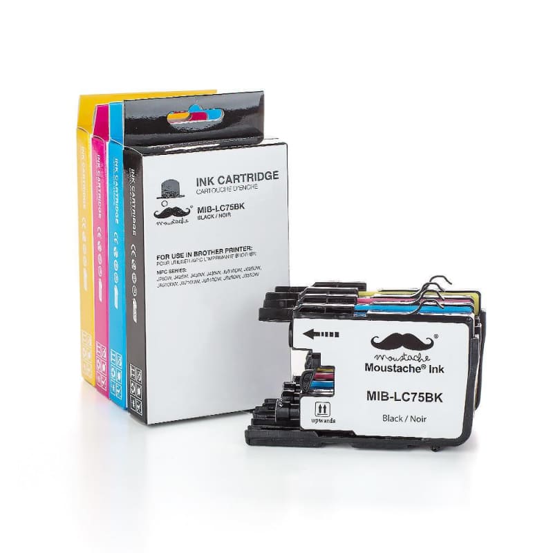Compatible Brother LC-75 Ink Cartridge Combo High Yield BK/C/M/Y - 4/Pack - Moustache®