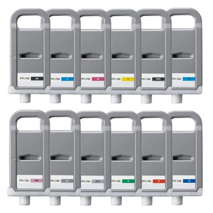 Compatible Canon PFI-706 Ink Cartridge Combo High Yield BK/C/M/Y/MBK/PC/PM/GY/PGY/G/R/B