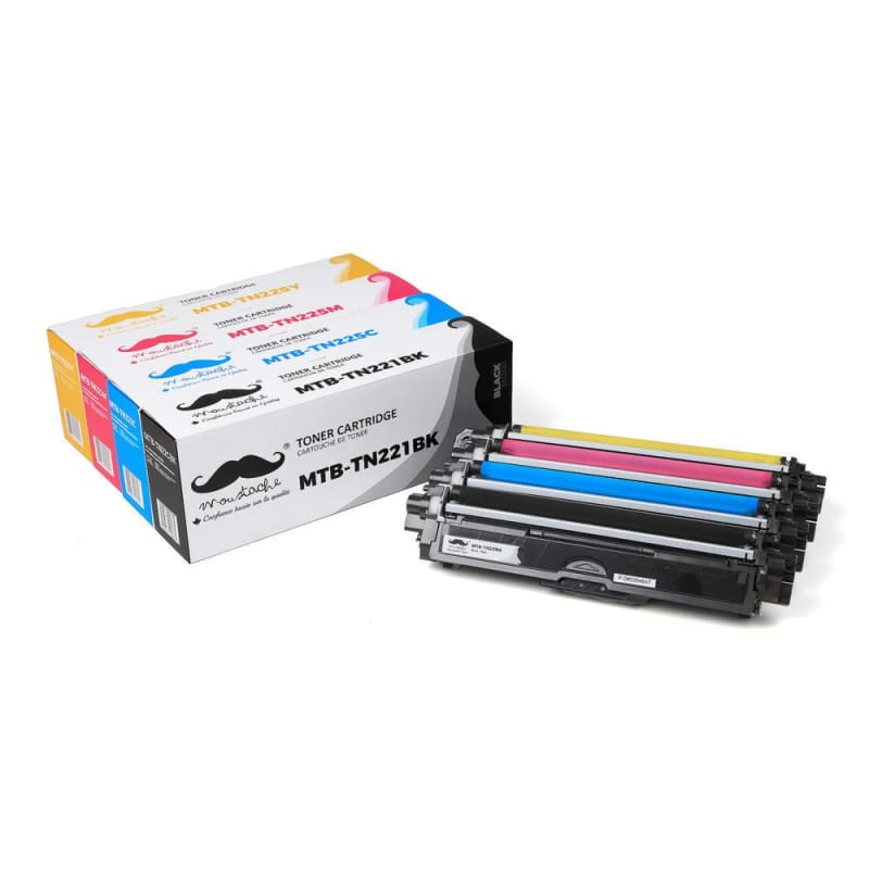 Compatible Brother TN-221BK TN-225 C/M/Y Toner Cartridge Combo - Moustache®
