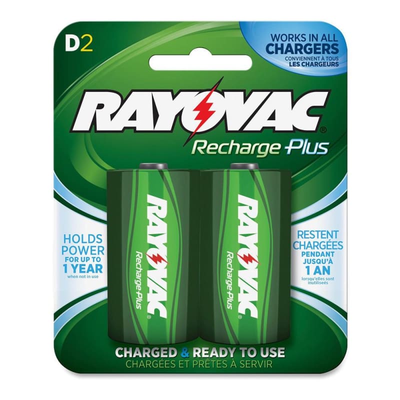 Rayovac D Rechargeable NiMH Batteries, 2-Pack